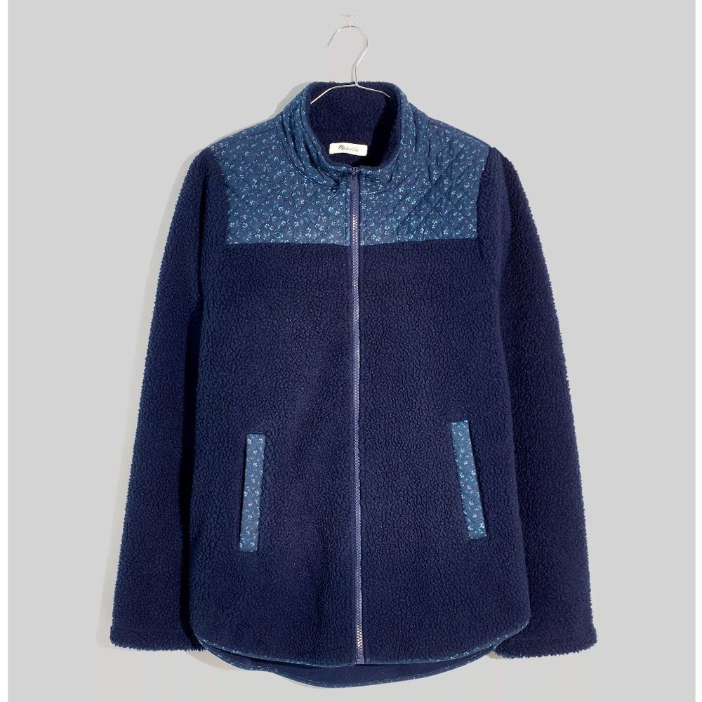 Madewell Fleece Mixed Fabric Jacket Blue Floral Fleece - Medium